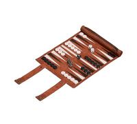 Relaxdays Set Complet pour Jouer au Backgammon, à Enrouler, Dimensions Plateau LP : 32x26 cm, Similicuir, Brun Rouge