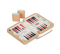 Relaxdays Set Complet pour Jouer au Backgammon, élégant, H x L x P : 5,5 x 24 x 18 cm, Mallette, Marron Clair