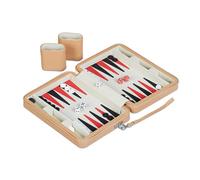 Relaxdays Set complet pour jouer au backgammon, élégant, H x L x P : 5,5 x 24 x 18 cm, mallette, marron clair