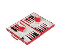 Relaxdays Set Complet pour Jouer au Backgammon, élégant, Jeu de société, H x L x P : 5 x 36,5 x 24 cm, Mallette, Rouge