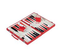 Relaxdays Set complet pour jouer au backgammon, élégant, jeu de société, H x L x P : 5 x 36,5 x 24 cm, mallette, rouge