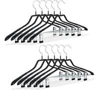 Relaxdays Cintres pour costumes revêtement antidérapant métal 42 cm lot de 10, noir