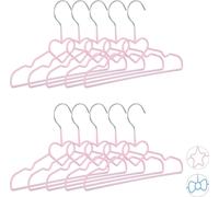 Relaxdays Cintres enfants set de 10 cintres bébé décoratif chemises forme originale fer PVC 30 cm, coeur