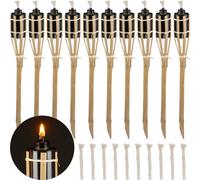 relaxdays Set de 10 torches de jardin en bambou