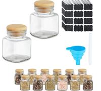 relaxdays Set de 14 pots à épices avec couvercle en bambou