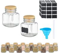 relaxdays Set de 16 pots à épices carrés en bambou