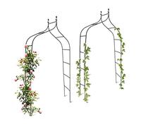 Set de 2 Arches à rosiers courbée avec Pointe, métal 2,4 m, Arceau de Jardin, obélisque, tuteur Plantes grimpantes, Vert