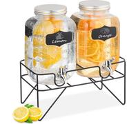 relaxdays Set de 2 distributeurs de boissons 4L avec support