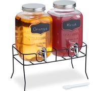 relaxdays Set de 2 distributeurs de boissons avec support 4L