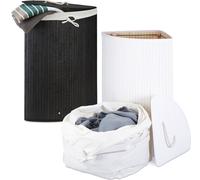 relaxdays Set de 2 paniers à linge d'angle en bambou