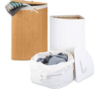 relaxdays Set de 2 paniers à linge d'angle en bambou