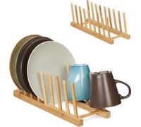 relaxdays Set de 2 supports d'assiettes en bambou