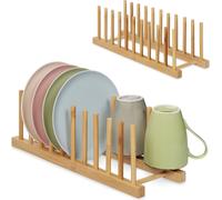 relaxdays Set de 2 supports d'assiettes en bambou