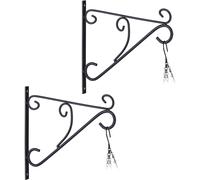 Relaxdays Crochet Suspension Plantes, Lot de 2, Support Mural, HxLxP: 28x30x2 cm, extérieur & intérieur, Fer, Noir