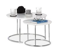 Relaxdays Set de 2 Tables gigognes petites rondes