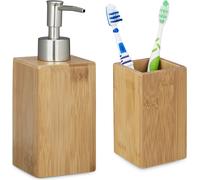 relaxdays Set de 2 ustensiles de bain en bambou