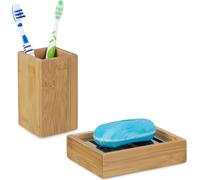 relaxdays Set de 2 ustensiles de bain en bambou