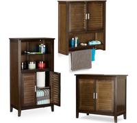 relaxdays Set de 3 armoires de salle de bain en bambou