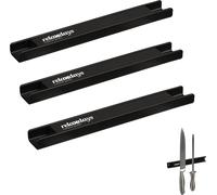 Relaxdays Barre magnétique, Lot de 3, Porte-ustensiles, Outils, 20 cm de Long, Range-Couteaux, Montage Mural, Noir
