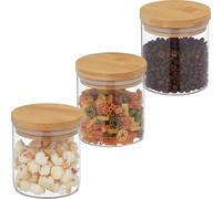 relaxdays Set de 3 bocaux à provisions avec couvercle 500 ml