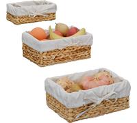 relaxdays Set de 3 corbeilles à pain avec garniture en coton