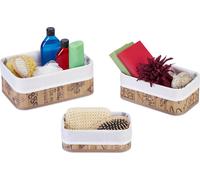 relaxdays Set de 3 paniers de rangement en bambou