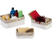relaxdays Set de 3 paniers de rangement en bambou
