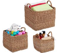 relaxdays Set de 3 paniers de rangement en jonc de mer
