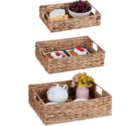 relaxdays Set de 3 plateaux en jacinthe d'eau