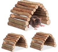 relaxdays Set de 3 ponts pour rongeurs en bois 10 x 22 cm