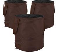 relaxdays Set de 3 sacs à feuilles Pop Up 85 L brun