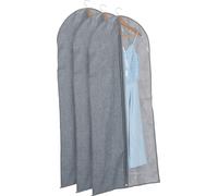 Relaxdays Lot de 3 Housses à vêtements, avec Fermeture éclair, 135 x 58 cm, protège-Costumes, Robes, Gris - Transparent