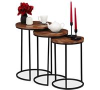 relaxdays Set de 3 tables en bois de manguier