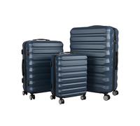 Relaxdays Set de 3 valises rigides S/M/L, 4 roulettes 360°, poignée télescopique, Serrure à Code, Bleu foncé, 75x48x29 c