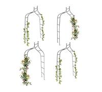Set de 4 Arches à rosiers courbée avec Pointe, métal 2,4 m, Arceau de Jardin, obélisque, tuteur Plantes grimpantes, Vert