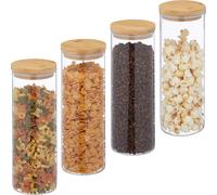 relaxdays Set de 4 bocaux à provisions avec couvercle 1600 ml