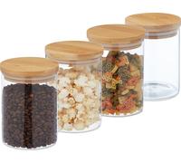 relaxdays Set de 4 bocaux à provisions avec couvercle 750 ml