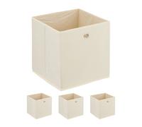 relaxdays Set de 4 boîtes de rangement couleur crème