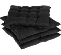 relaxdays Set de 4 coussins de chaise noir