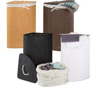 relaxdays Set de 4 paniers à linge d'angle en bambou