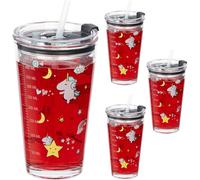 relaxdays Set de 4 verres pour enfants avec motif licorne