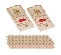 Relaxdays, Set de 40 pièges à Rats, pièges Classiques, réutilisables, sans Poison, métal, Bois Naturel