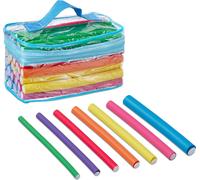 Relaxdays Set de 48 bigoudis pour Cheveux Courts ou Longs, avec Pochette, Boucles sans Chaleur, Multicolore