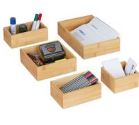 relaxdays Set de 5 boîtes de rangement en bambou