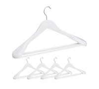 Relaxdays Cintre Costume épaule Large, Bois en Set 5 Cintres Chemises, Crochet 360, Traverse Pantalon, Blanc