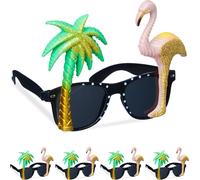 relaxdays Set de 5 lunettes de fête Flamingo et Palmier