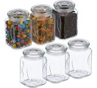 relaxdays Set de 6 bocaux à provisions avec couvercle 750 ml
