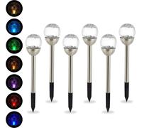 relaxdays Set de 6 lampes solaires de jardin à changement de couleur