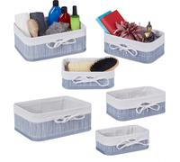 relaxdays Set de 6 paniers de rangement en bambou