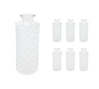 Relaxdays, set de 6 vases, motif losange, vintage, en verre, H x D : 13 x 5 cm, mini-vases décoratifs transparents